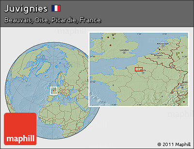 Savanna Style Location Map of Juvignies, hill shading