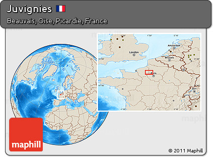 Shaded Relief Location Map of Juvignies