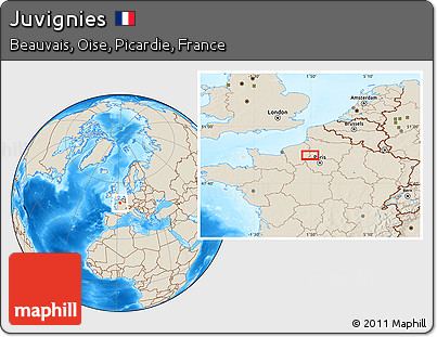 Shaded Relief Location Map of Juvignies