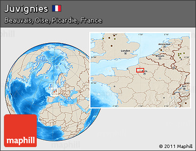 Shaded Relief Location Map of Juvignies