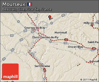Shaded Relief Map of Mourseux