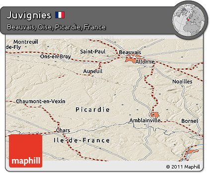 Shaded Relief Panoramic Map of Juvignies