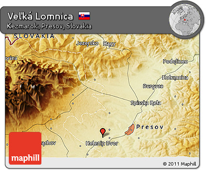 Physical 3D Map of Veľká Lomnica