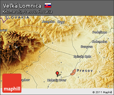 Physical 3D Map of Veľká Lomnica