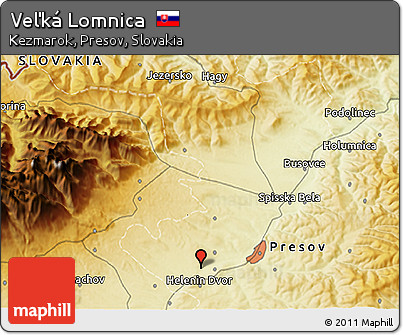 Physical 3D Map of Veľká Lomnica