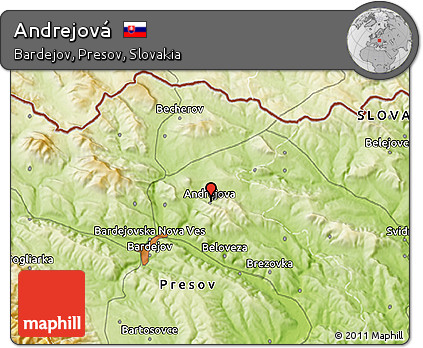 Physical 3D Map of Andrejová