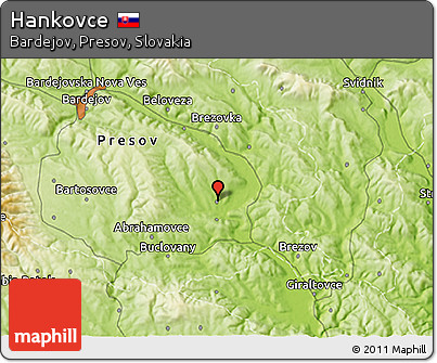 Physical 3D Map of Hankovce