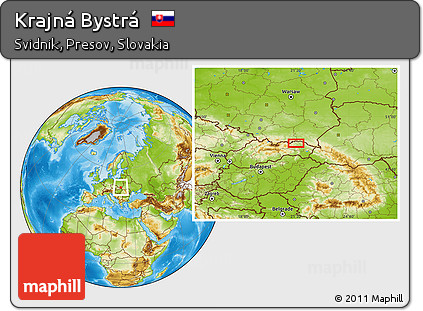 Physical Location Map of Krajná Bystrá
