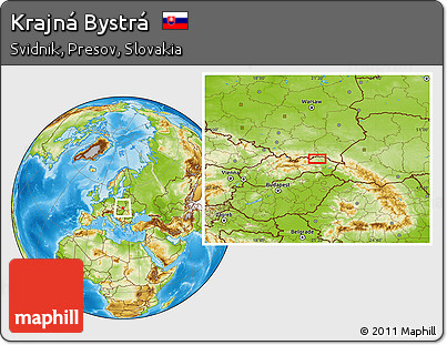 Physical Location Map of Krajná Bystrá