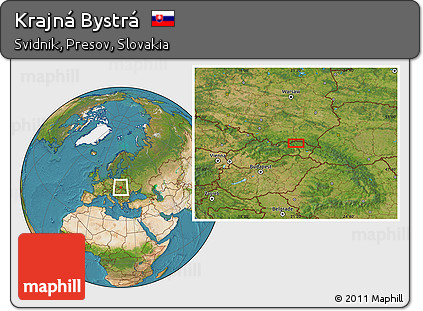 Satellite Location Map of Krajná Bystrá