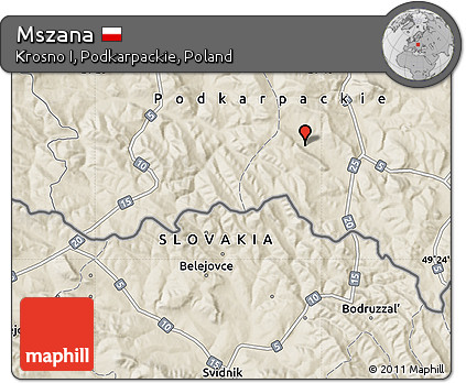 Shaded Relief Map of Mszana