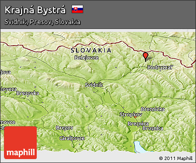 Physical Panoramic Map of Krajná Bystrá