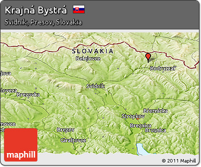 Physical Panoramic Map of Krajná Bystrá
