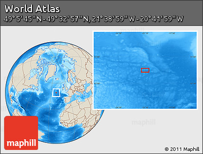 Shaded Relief Location Map of the Area around 49° 19' 21" N, 21° 10' 29" W