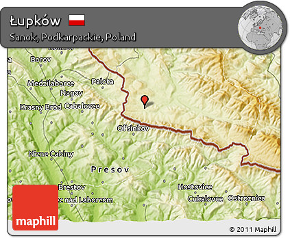 Physical 3D Map of Łupków