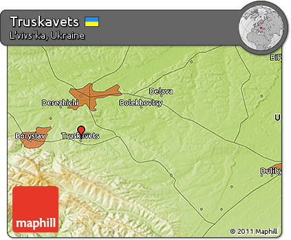Physical 3D Map of Truskavets