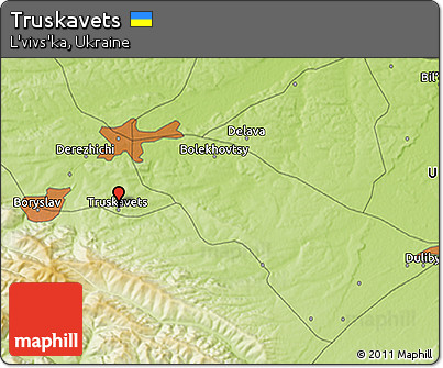 Physical 3D Map of Truskavets