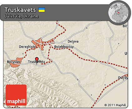Shaded Relief 3D Map of Truskavets