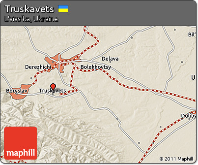 Shaded Relief 3D Map of Truskavets