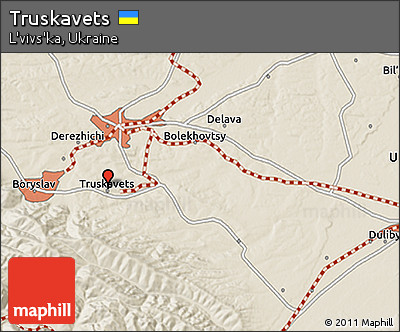 Shaded Relief 3D Map of Truskavets
