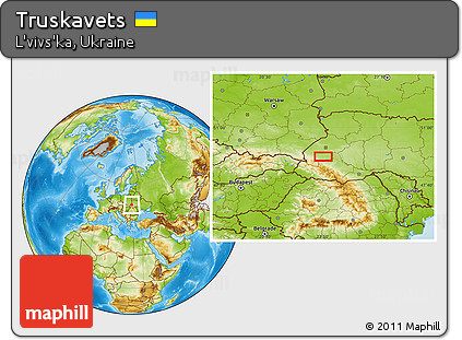 Physical Location Map of Truskavets