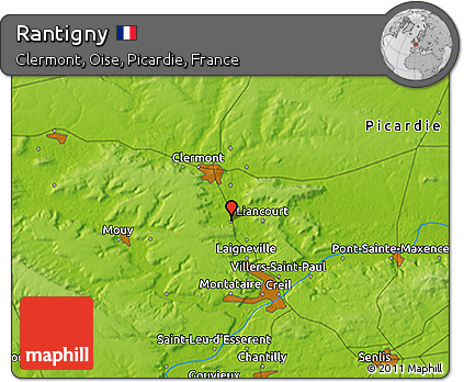 Physical 3D Map of Rantigny
