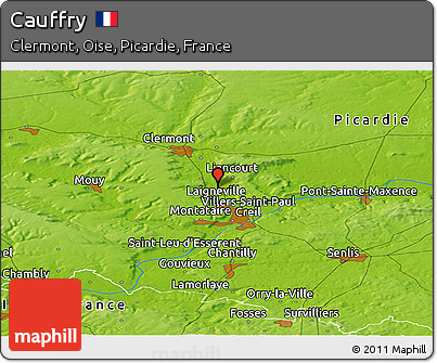 Physical Panoramic Map of Cauffry