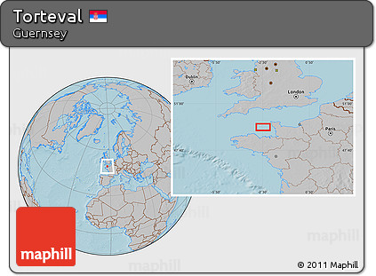 Gray Location Map of Torteval, hill shading
