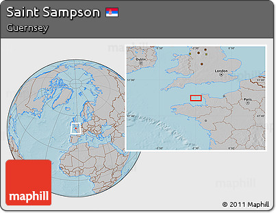Gray Location Map of Saint Sampson, hill shading