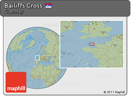 Savanna Style Location Map of Bailiffs Cross, hill shading