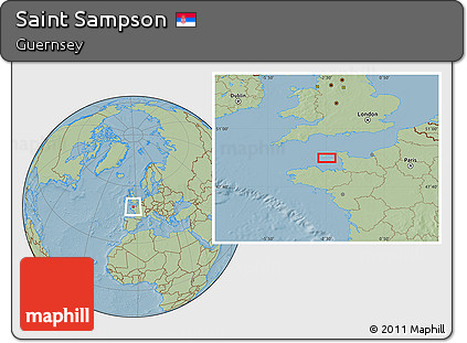 Savanna Style Location Map of Saint Sampson, hill shading