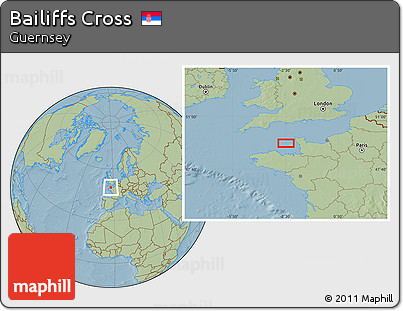Savanna Style Location Map of Bailiffs Cross, hill shading