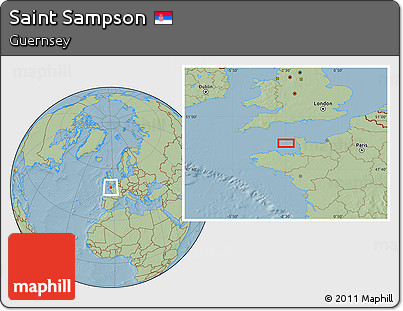 Savanna Style Location Map of Saint Sampson, hill shading