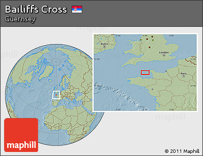 Savanna Style Location Map of Bailiffs Cross, hill shading
