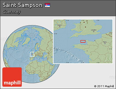 Savanna Style Location Map of Saint Sampson, hill shading