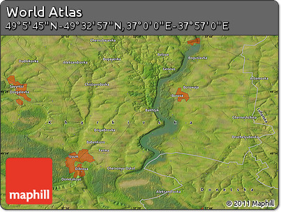 Satellite Map of the Area around 49° 19' 21" N, 37° 28' 30" E
