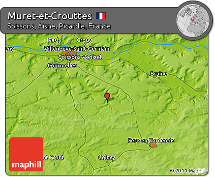 Physical 3D Map of Muret-et-Crouttes