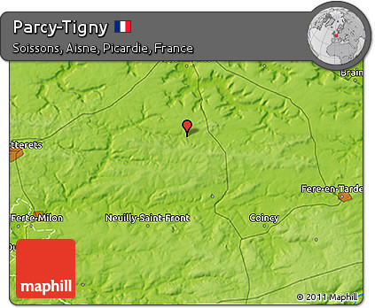 Physical 3D Map of Parcy-Tigny