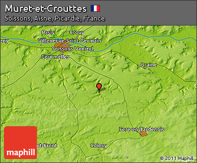 Physical 3D Map of Muret-et-Crouttes