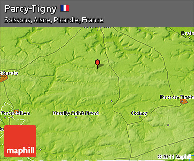 Physical 3D Map of Parcy-Tigny