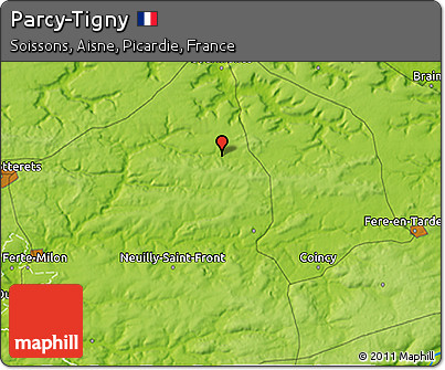 Physical 3D Map of Parcy-Tigny