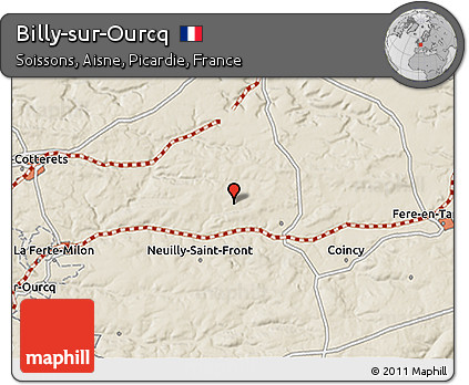 Shaded Relief 3D Map of Billy-sur-Ourcq