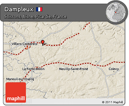 Shaded Relief 3D Map of Dampleux