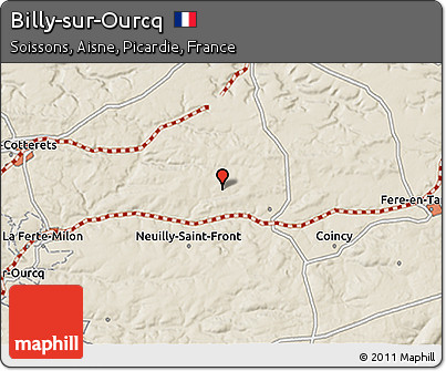 Shaded Relief 3D Map of Billy-sur-Ourcq