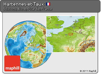 Physical Location Map of Hartennes-et-Taux