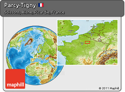 Physical Location Map of Parcy-Tigny