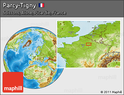 Physical Location Map of Parcy-Tigny