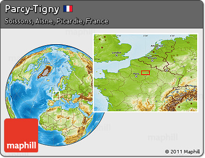 Physical Location Map of Parcy-Tigny