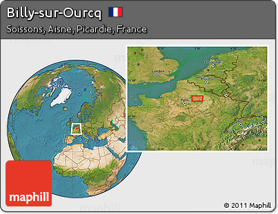 Satellite Location Map of Billy-sur-Ourcq