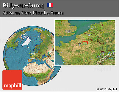 Satellite Location Map of Billy-sur-Ourcq